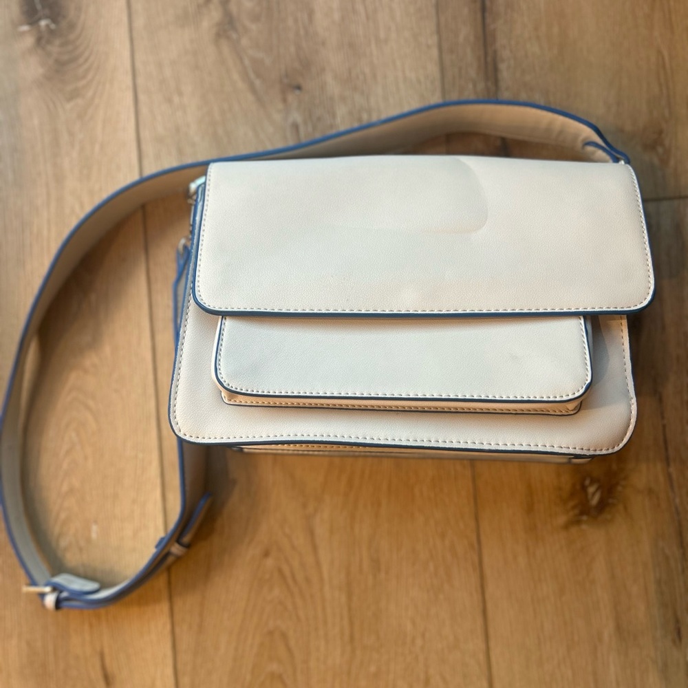 Chic White and Blue Crossbody Bag